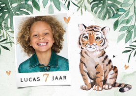 Kinderfeestje uitnodiging jungle tijger hartjes foto