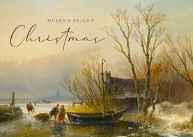Klassieke kerstkaart met winterlandschap Andreas Schelfhout