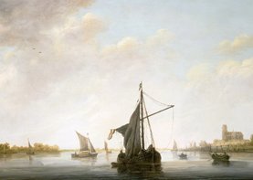 Kunstkaart van Aelbert Cuyp. Gezicht op de Maas