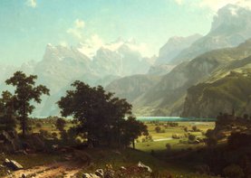 Kunstkaart van Albert Bierstadt. Amerikaans landschap