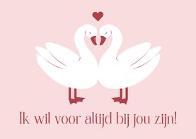 Lieve valentijnskaart met illustratie van twee zwanen