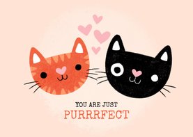 Lieve valentijnskaart met katten "You are just purrfect"