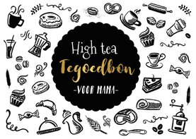 Moederdag tegoedbon voor een high tea zwart wit goud