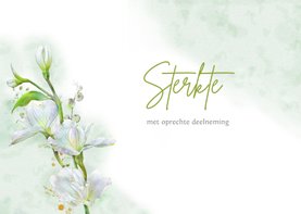 Mooie condoleancekaart met witte bloemen op waterverf