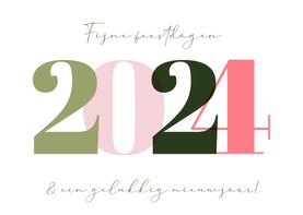 Nieuwjaarskaart 2024 gekleurd minimalistisch