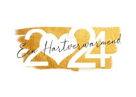 Nieuwjaarskaart hartverwarmend 2024 goud