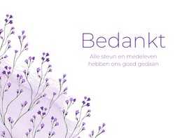 Rouw bedankkaart bloemen lavendel paars waterverf