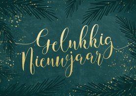 Sierlijke nieuwjaarskaart goudlook kalligrafie