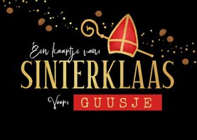 Sinterklaaskaart van sinterklaas mijter goud staf pepernoten