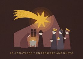 Spaanse Christelijke kerstkaart met kerststal
