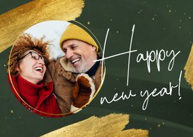 Stijlvol nieuwjaarskaartje foto gouden verf happy new year!
