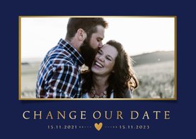 Stijlvolle Change the Date kaart - wijziging trouwdatum