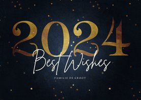 Stijlvolle nieuwjaarskaart best wishes gouden 2024