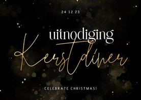 Stijlvolle uitnodiging kerstdiner met goudlook details
