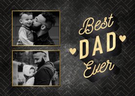 Stijlvolle vaderdag kaart Best Dad Ever met foto's & hartjes