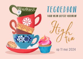 Tegoedbon high tea stapel theekopjes