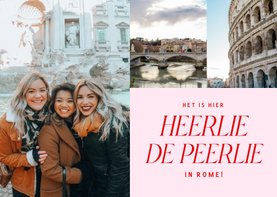 Trendy fotokaartje heerlie de peerlie vakantie roze