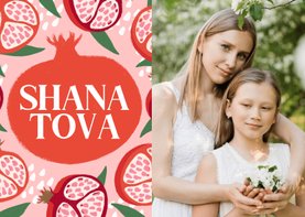 Trendy kaart Joods nieuwjaar Shana Tova granaatappel foto