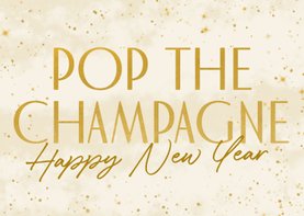 Trendy nieuwjaarskaart met sterren pop the champagne