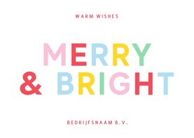 Trendy zakelijke kerstkaart met regenboog typografie 
