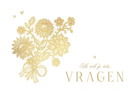 Trouwkaart bruidsmeisje getuige vintage goud bloemen kant
