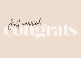 Typografisch felicitatiekaartje getrouwd beige