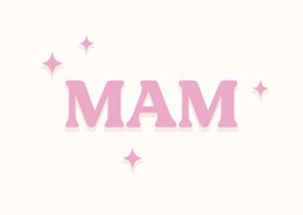 Typografisch moederdagkaartje wit en roze mam met sterretjes
