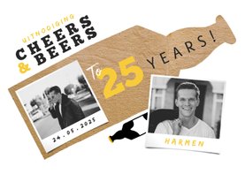 Uitnodiging Cheers & Beers met papierlook en foto
