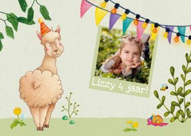 Uitnodiging kinderfeestje alpaca
