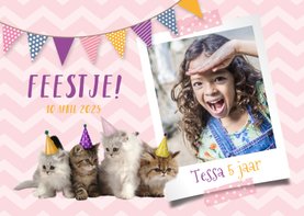 Uitnodiging kinderfeestje met foto en kittens