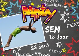 Uitnodiging kinderverjaardag stoer graffiti Party