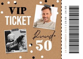 Uitnodiging kraft VIP ticket foto confetti entree