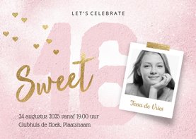 Uitnodiging Sweet Sixteen meisje roze