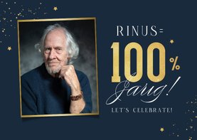 Uitnodiging verjaardag 100 jaar sterren goud foto 