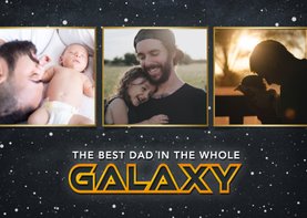 Vaderdag Sci-fi fotocollage kaart- best dad in the galaxy