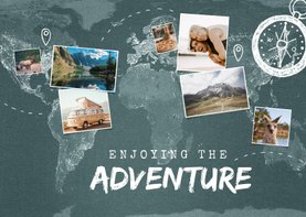 Vakantiekaart wereldreis wereldkaart fotocollage