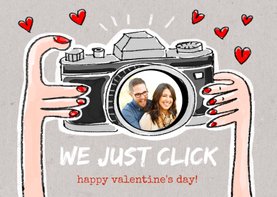 Valentijnskaart met camera we just click