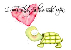 Valentijnskaart Schildpad en hartjes