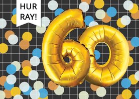 Verjaardagskaart 60 jaar confetti ballonnen