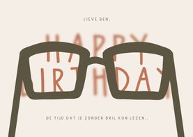 Verjaardagskaart bril nodig happy birthday wazig groen