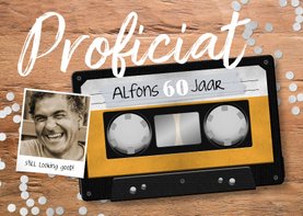 Verjaardagskaart cassette tape muziek 60 jaar retro