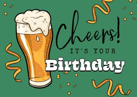 Verjaardagskaart confetti bier cheers verjaardag