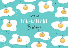 Verjaardagskaart grappig ei feest confetti eggcellent