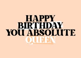 Verjaardagskaart happy birthday queen hip zalmroze