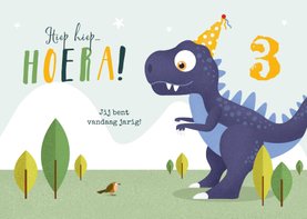 Verjaardagskaart kind dino t-rex dinosaurus feestje