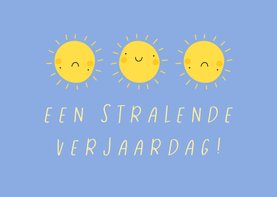 Verjaardagskaart smiley zonnetjes stralende verjaardag 