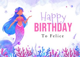 Verjaardagskaart zeemeermin illustratie happy birthday 