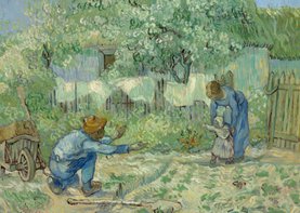 Vincent van Gogh. Ouders met kind in een tuin