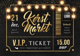 VIP ticket kerstmarkt borrel personeel goud lampjes