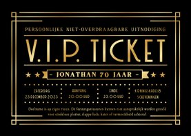 VIP ticket uitnodiging verjaardag feest met goudfolie print